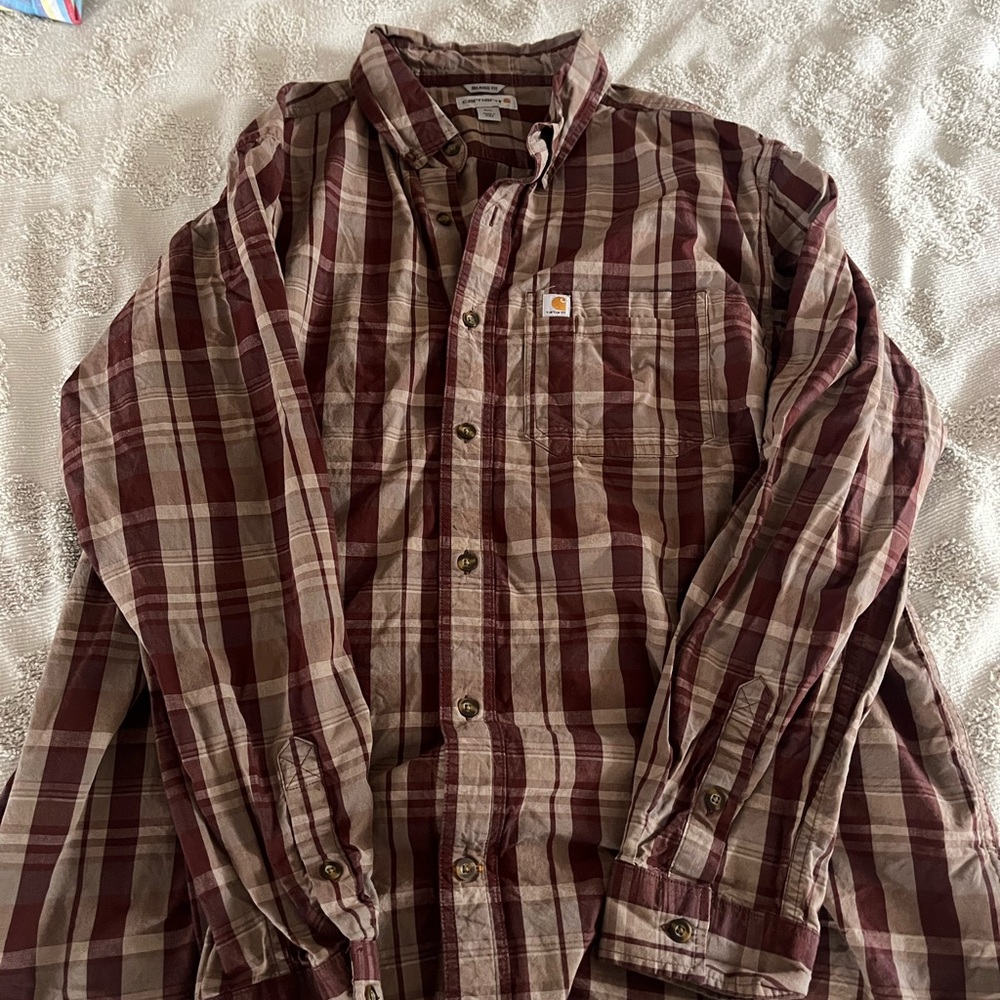 Carhartt Men's Brown Plaid Shirt size XXL